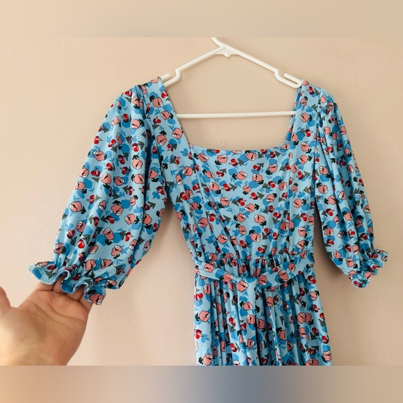 Maxi Dress S Boho Floral Flared summer stretchy fabric elastic waist sundress - Picture 2 of 11